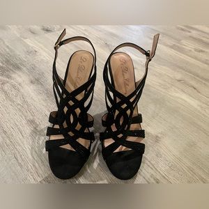 Black size ten sparkly heels